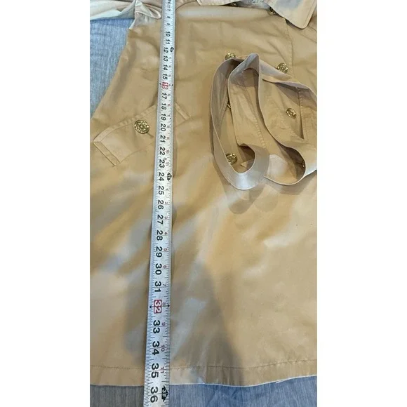 Lilly Pulitzer Womens Qynn Tan Gold Button Belted Trench Coat Size XL Classic - Picture 8 of 9